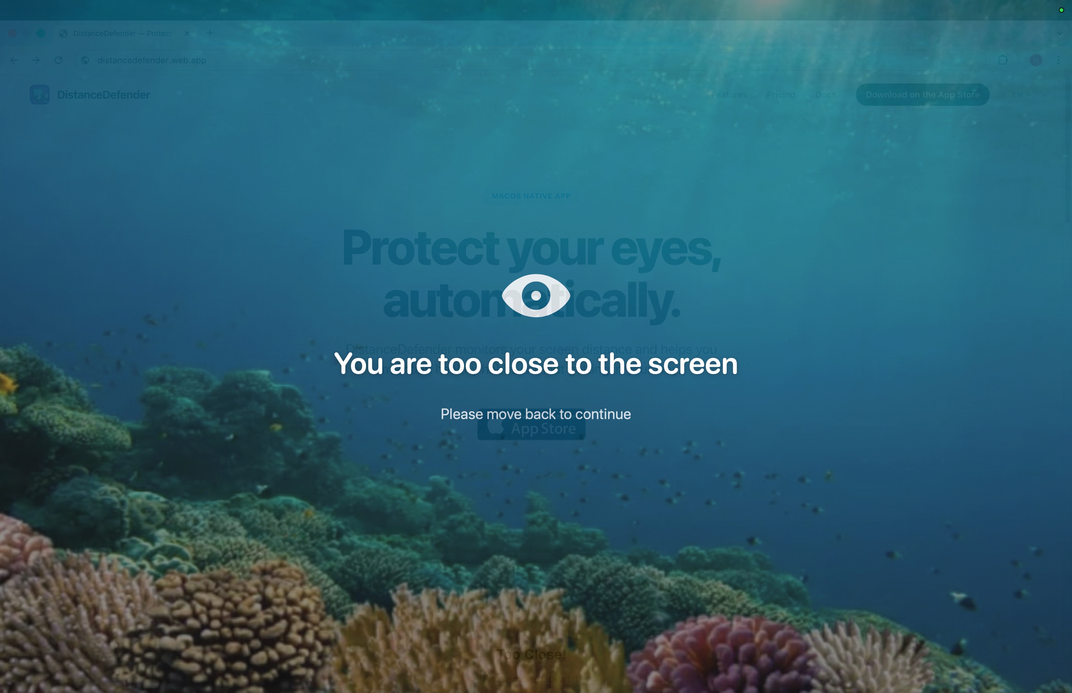 DistanceDefender Alert Screen