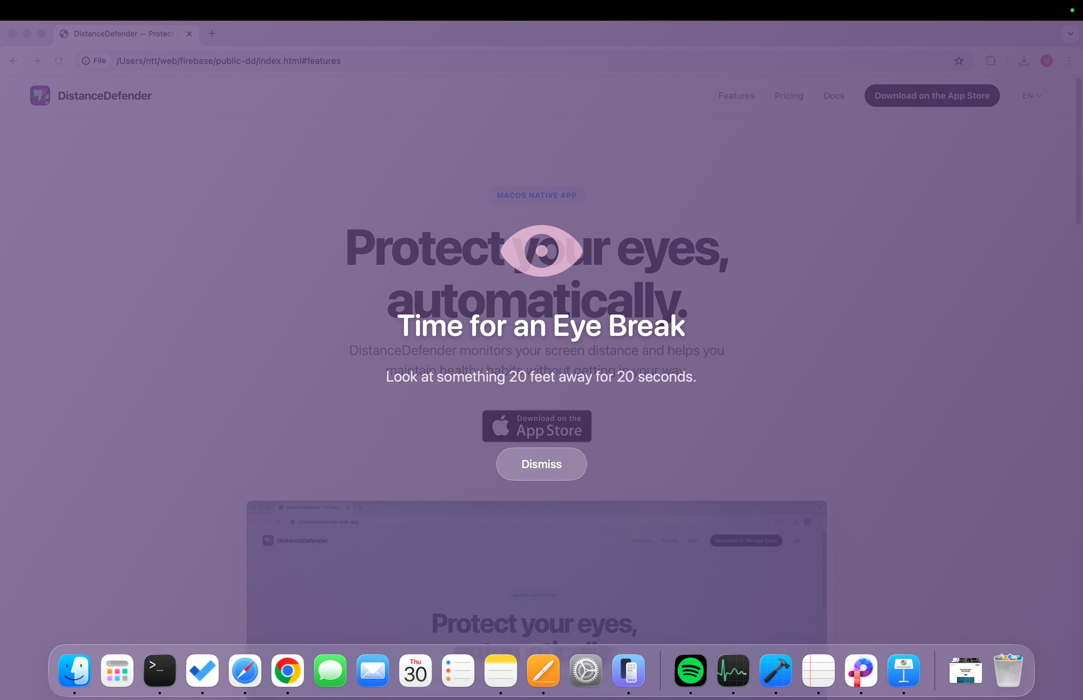 DistanceDefender 20-20-20 Break Reminder